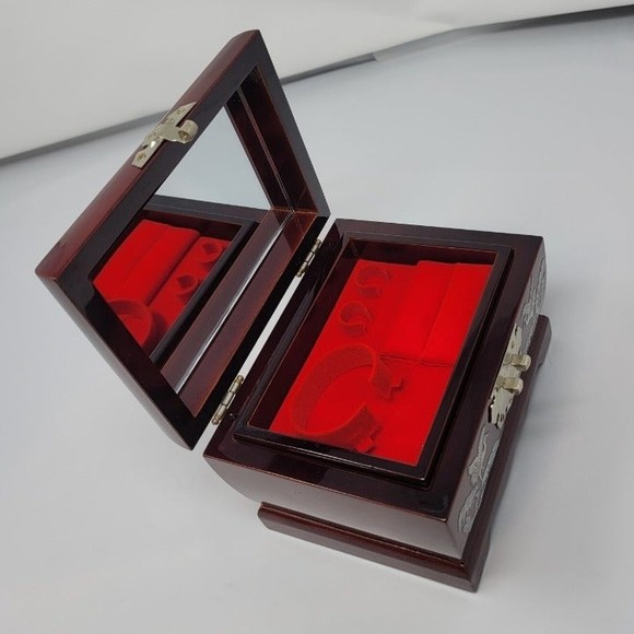 Vintage Mother Of Pearl Inlay Wooden lacquer Arirang Music Jewelry Box Korean - Picture 8 of 13